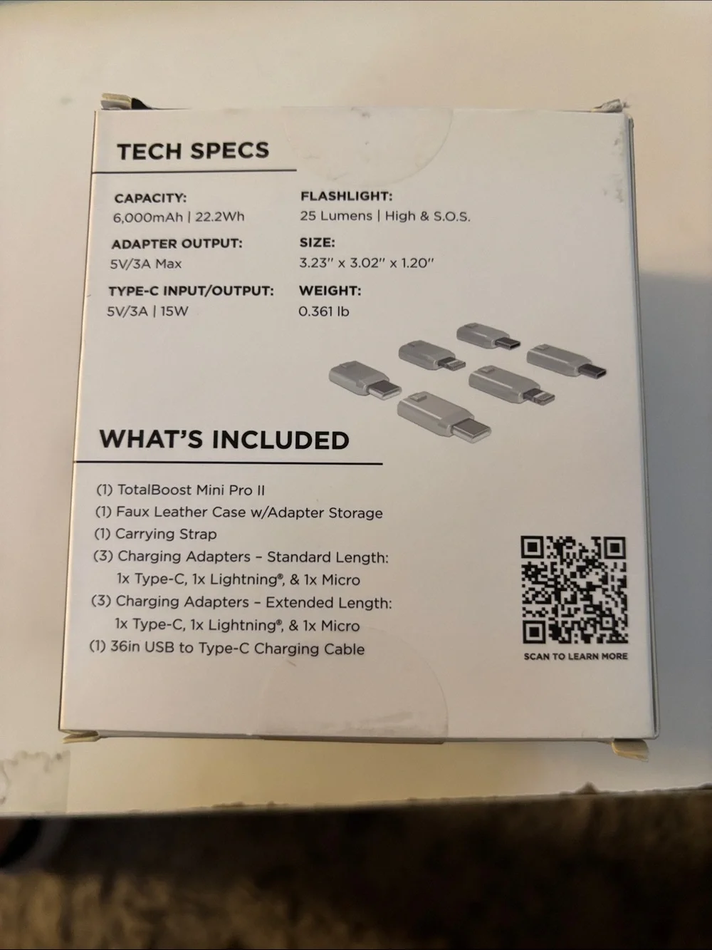 TotalBoost™ Mini Pro II 6,000mAh Portable Power Bank opened never used